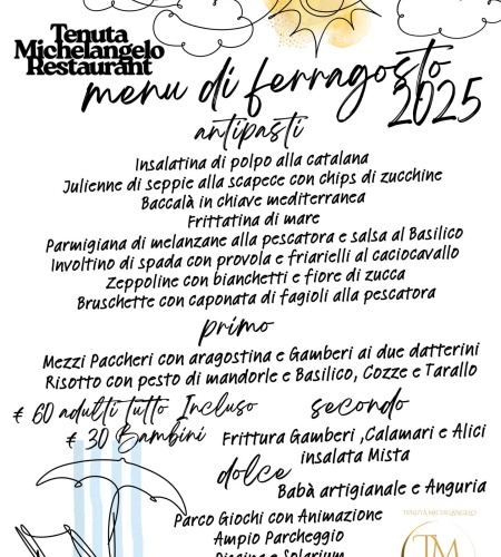 Menù Ferragosto 2025