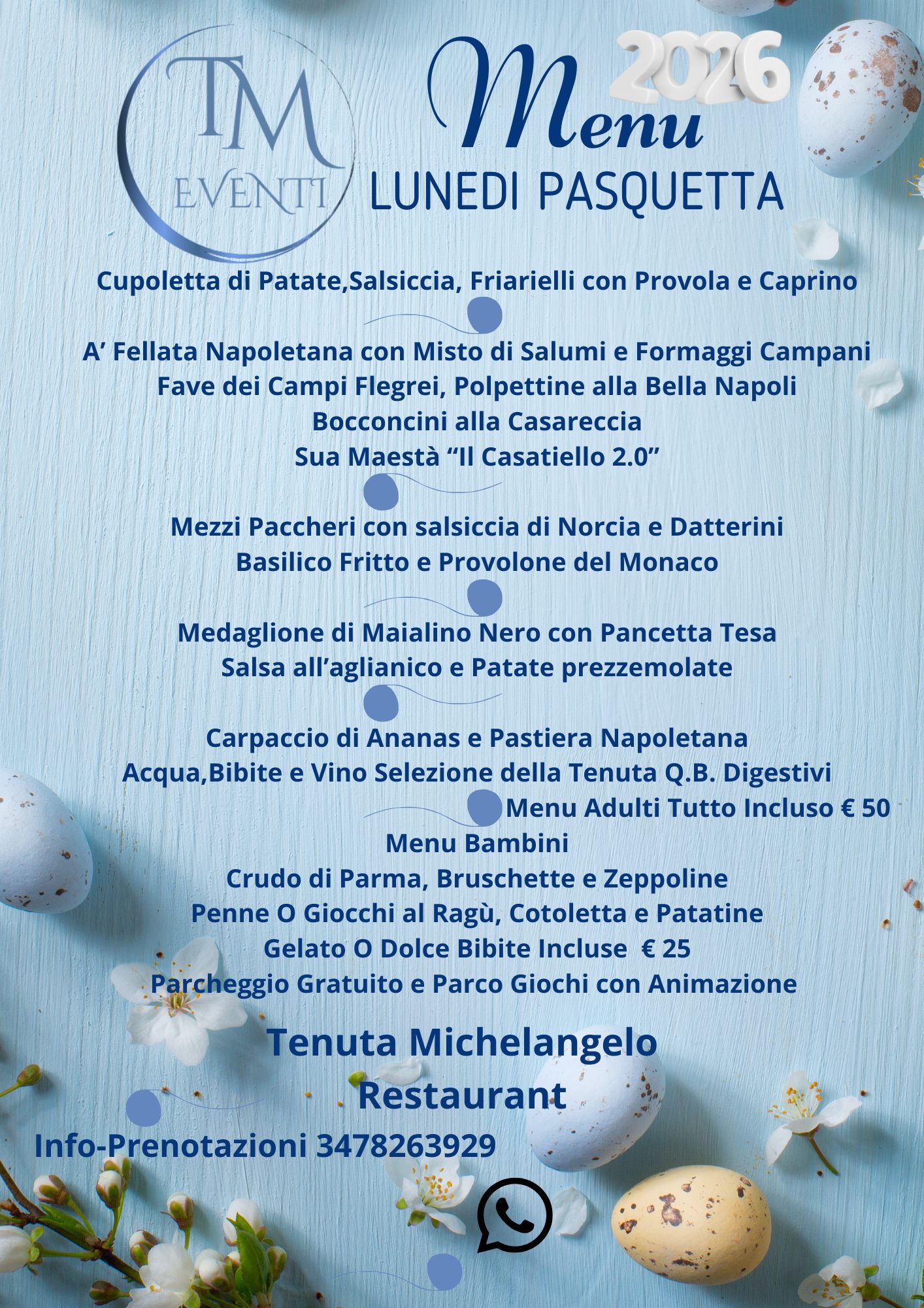 Menù Pasquetta 2026
